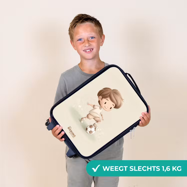 Kinderkoffer - Jongen met een voetbal in bruine tinten — 2