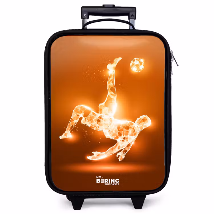 Kinderkoffer - Oranje lichtvoetballer in zweefmoment — 1