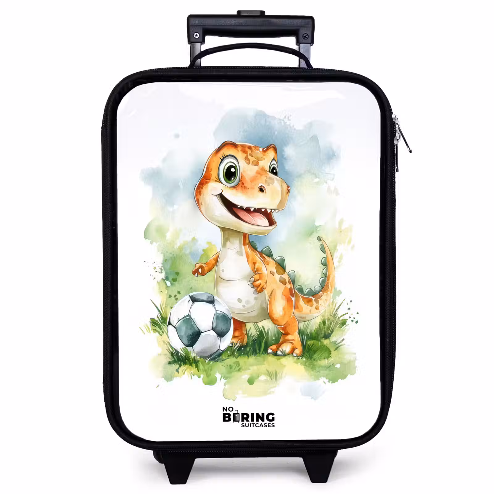 Kinderkoffer - Dino met voetbal in kleurrijk veld — 1