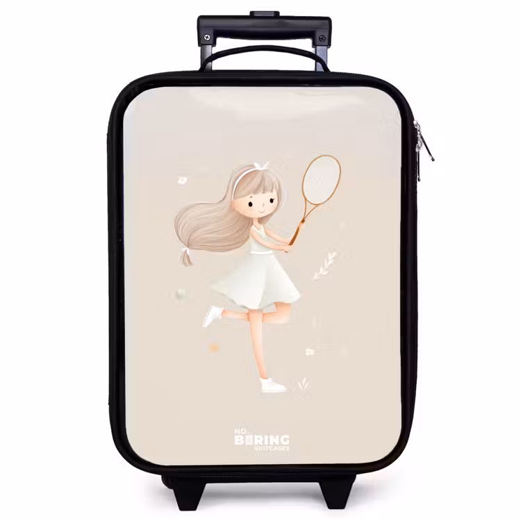 Kinderkoffer - Meisje speelt tennis in beige kleuren — 1