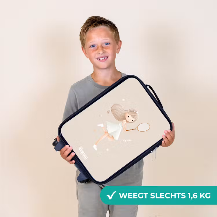 Kinderkoffer - Meisje speelt tennis in beige kleuren — 2