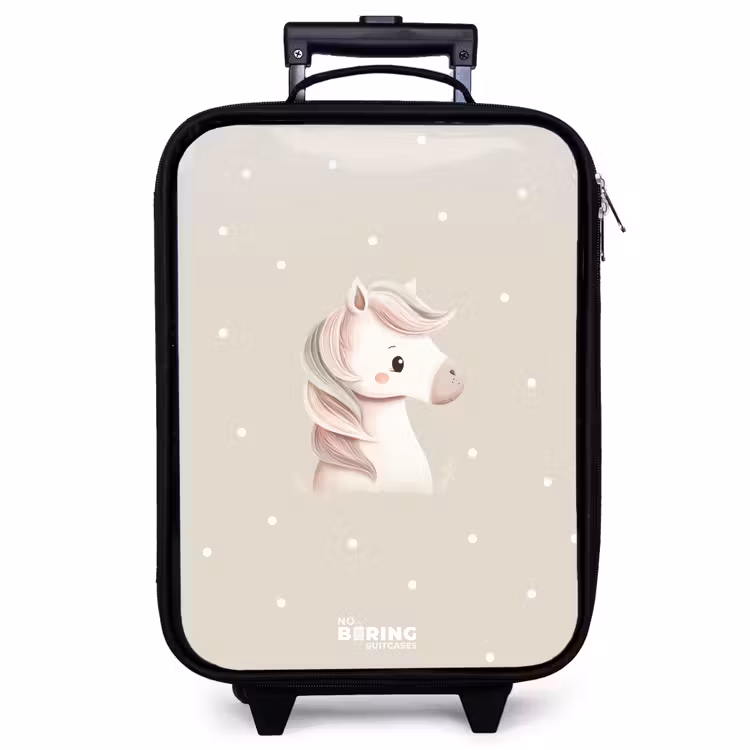 Kinderkoffer - Pony omringd door stippen in beige kleuren — 1