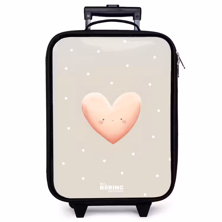 Kinderkoffer - Roze hart omringd door beige stippen — 1