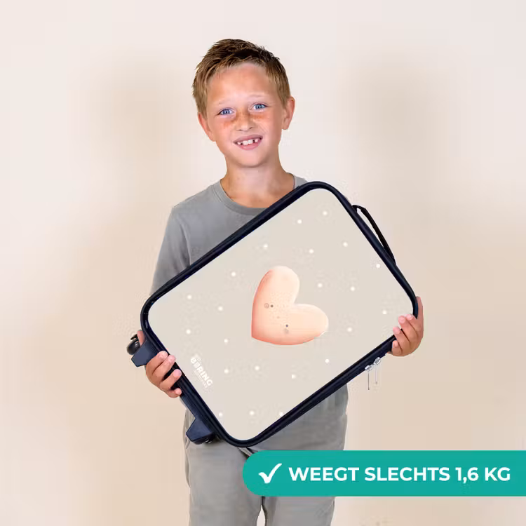 Kinderkoffer - Roze hart omringd door beige stippen — 2