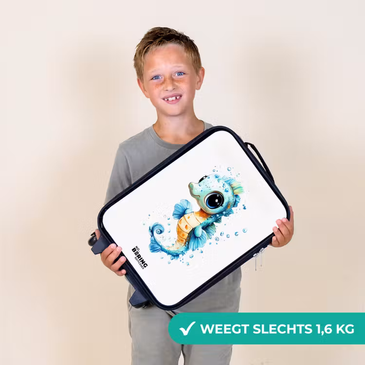 Kinderkoffer - Blauw zeepaardje met grote ogen en luchtbellen — 2