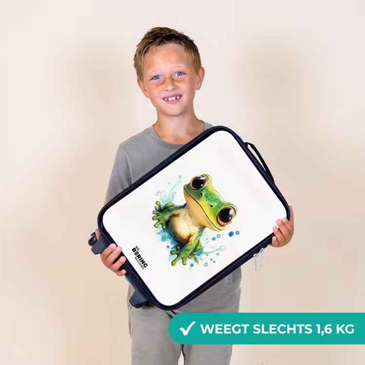 Kinderkoffer - Groene kikker met grote ogen op witte achtergrond — 2