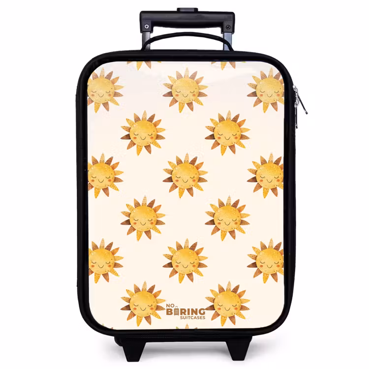 Kinderkoffer - Lachende zonnetjes als patroon op beige achtergrond — 1