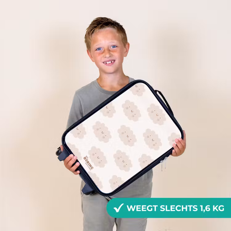 Kinderkoffer - Vrolijke wolkjes met gezichtjes op crèmekleurige achtergrond — 2