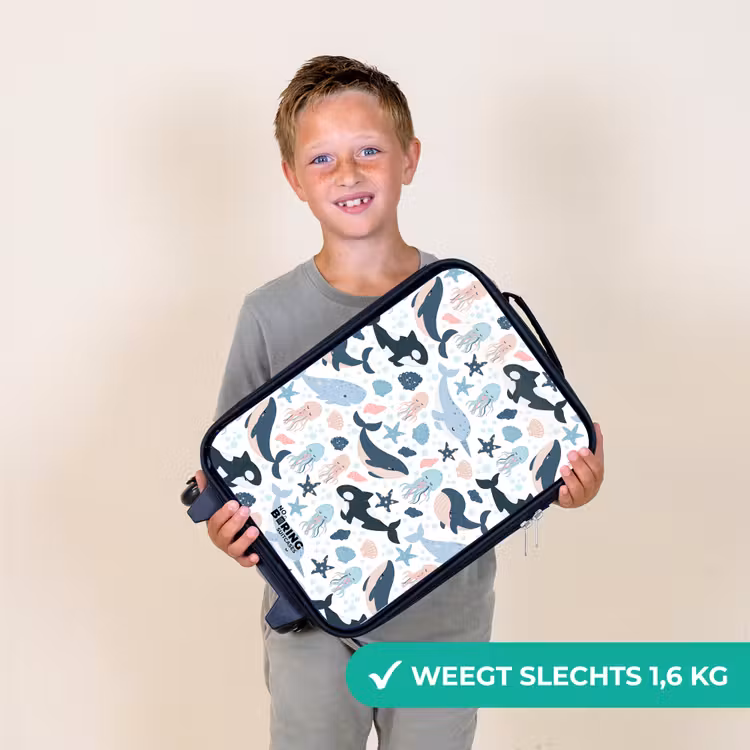 Kinderkoffer - Zeedierenpatroon met walvissen, kwallen en orka's — 2