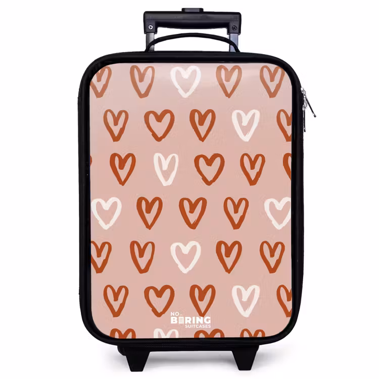 Kinderkoffer - Hartjes patroon in roze en wit — 1