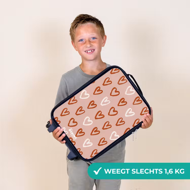 Kinderkoffer - Hartjes patroon in roze en wit — 2