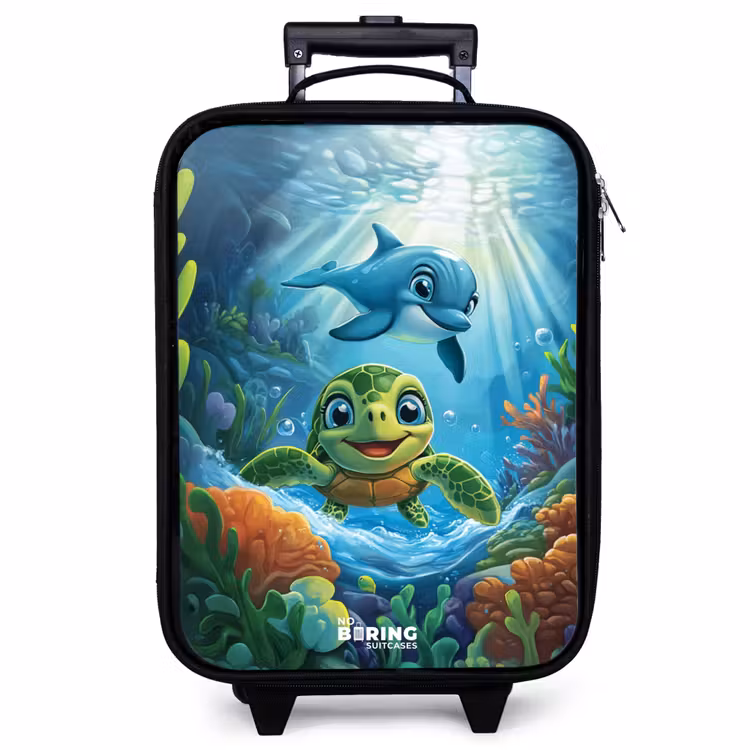 Kinderkoffer - Schildpad en dolfijn in blauwe oceaan — 1
