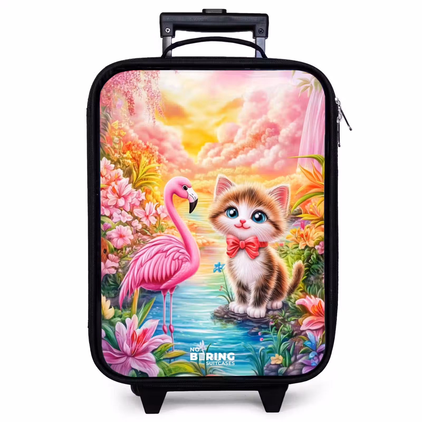 Kinderkoffer - Kitten met flamingo in tropisch bloemenparadijs — 1