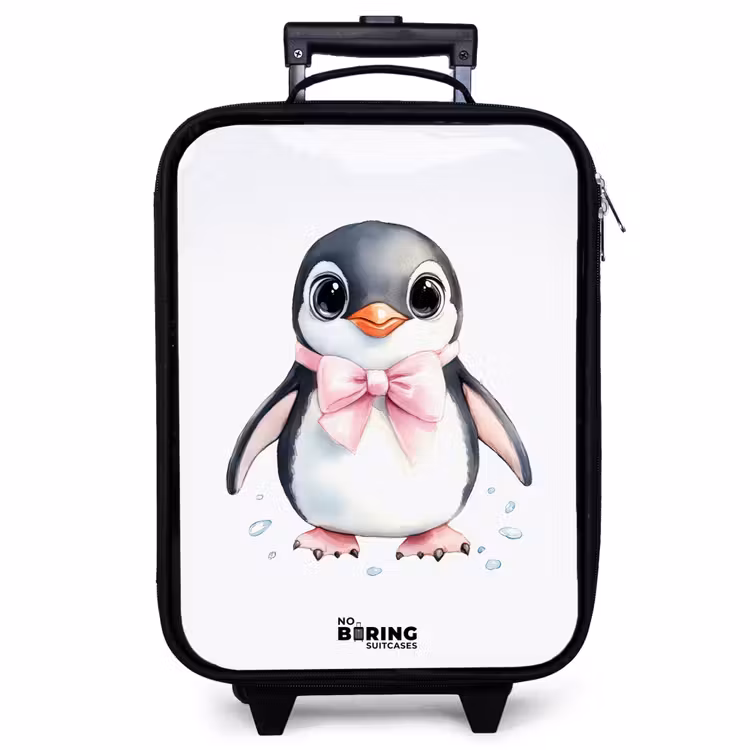 Kinderkoffer - Pinguïn met roze strik en ijsdruppels — 1