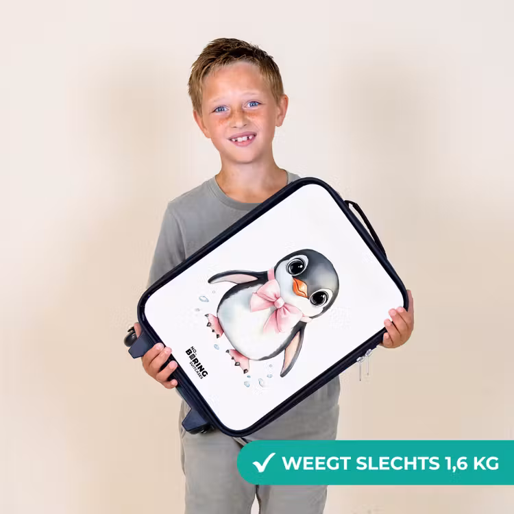 Kinderkoffer - Pinguïn met roze strik en ijsdruppels — 2