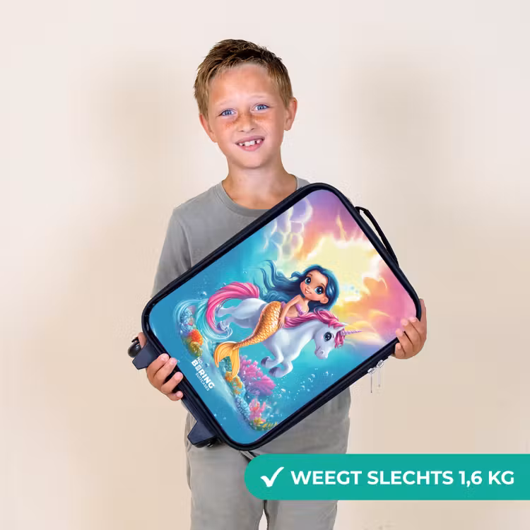 Kinderkoffer - Zeemeermin met gouden staart met een witte eenhoorn — 2