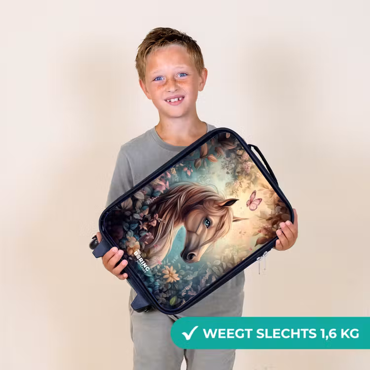 Kinderkoffer - Paard met vlinders in bloementuin — 2