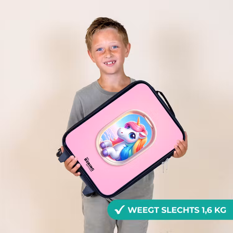 Kinderkoffer - Kleurrijke eenhoorn uit een vliegtuigraam — 2