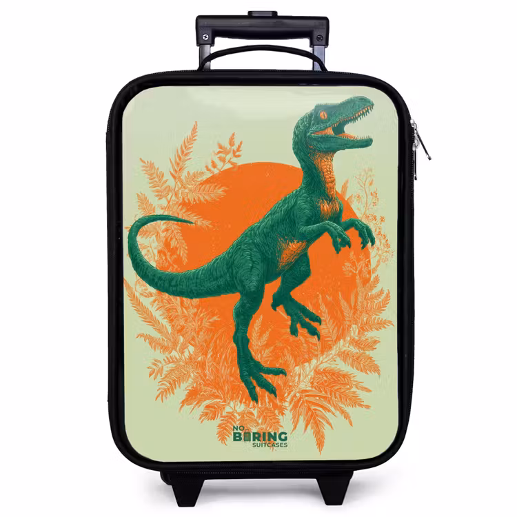 Kinderkoffer - Groene dino tussen varens — 1