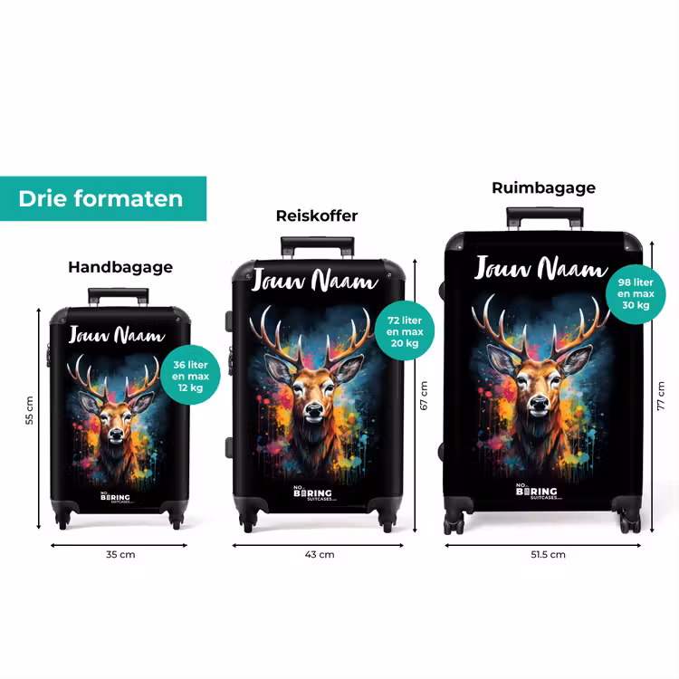 Koffer met naam - Hert met Gewei Tussen Graffiti Spray — 3