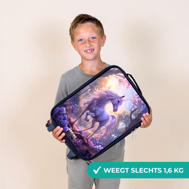 Kinderkoffer - Portret van een Eenhoorn tussen Paarse Bloemen — 2