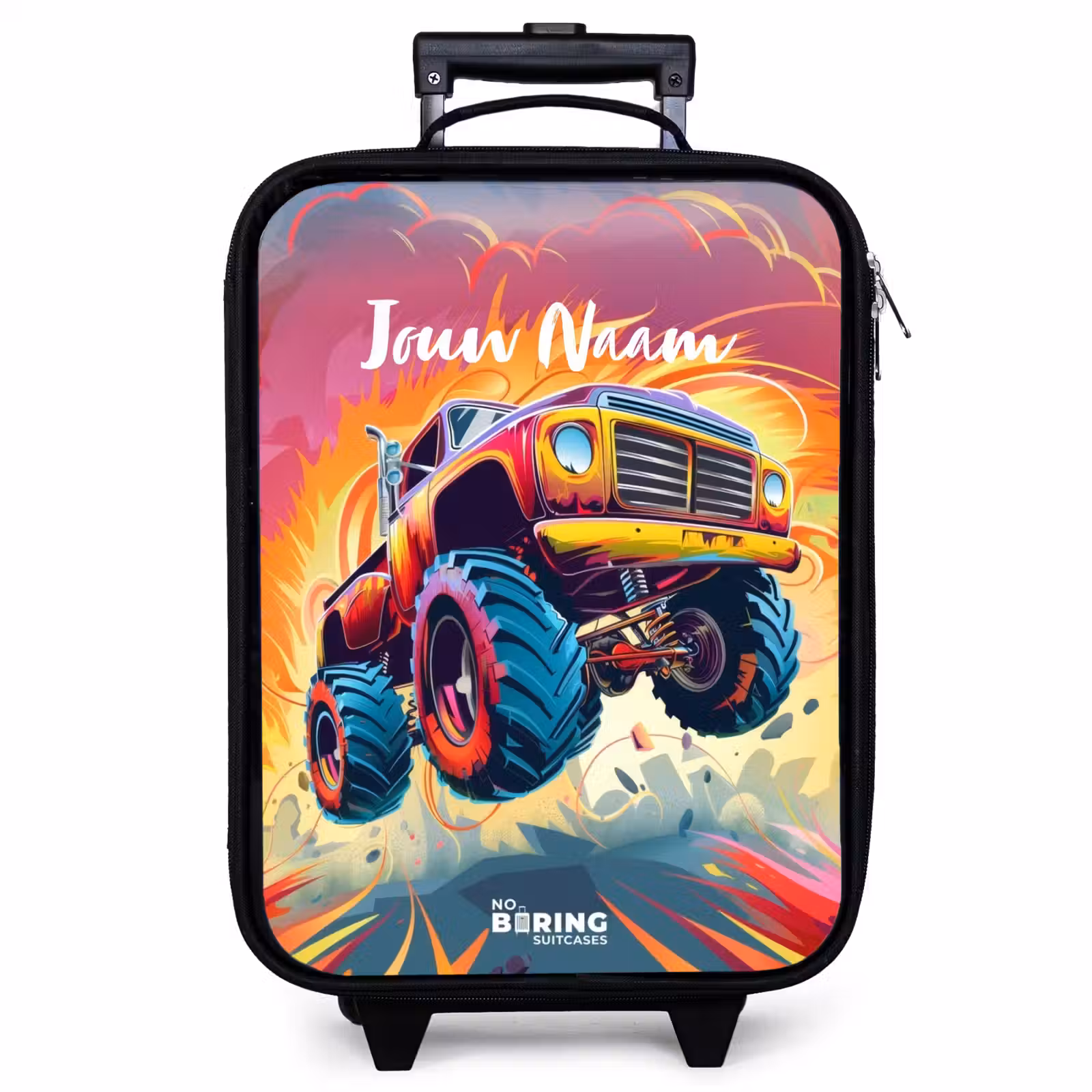 Kinderkoffer - Roze Monstertruck Vliegt over het Asfalt — 1