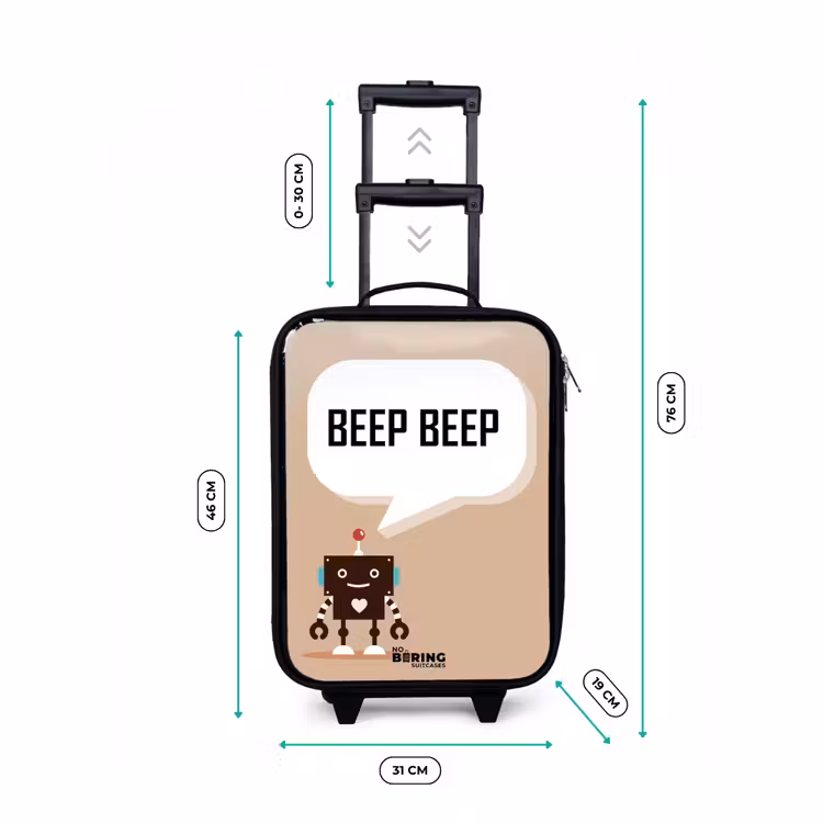 Kinderkoffer - Donkerbruine robot met een tekst — 4