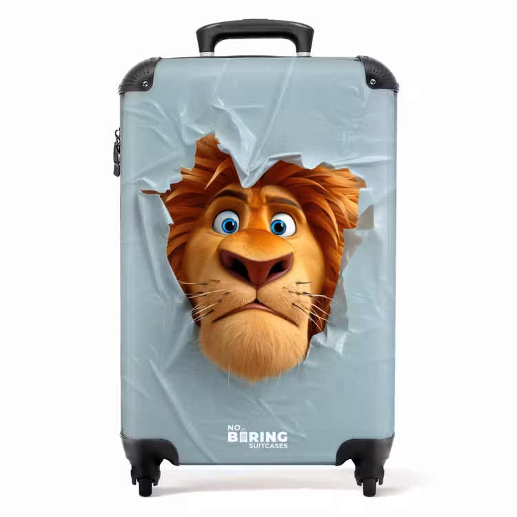 Koffer - Leeuw met oranje manen door plastic wand — 1