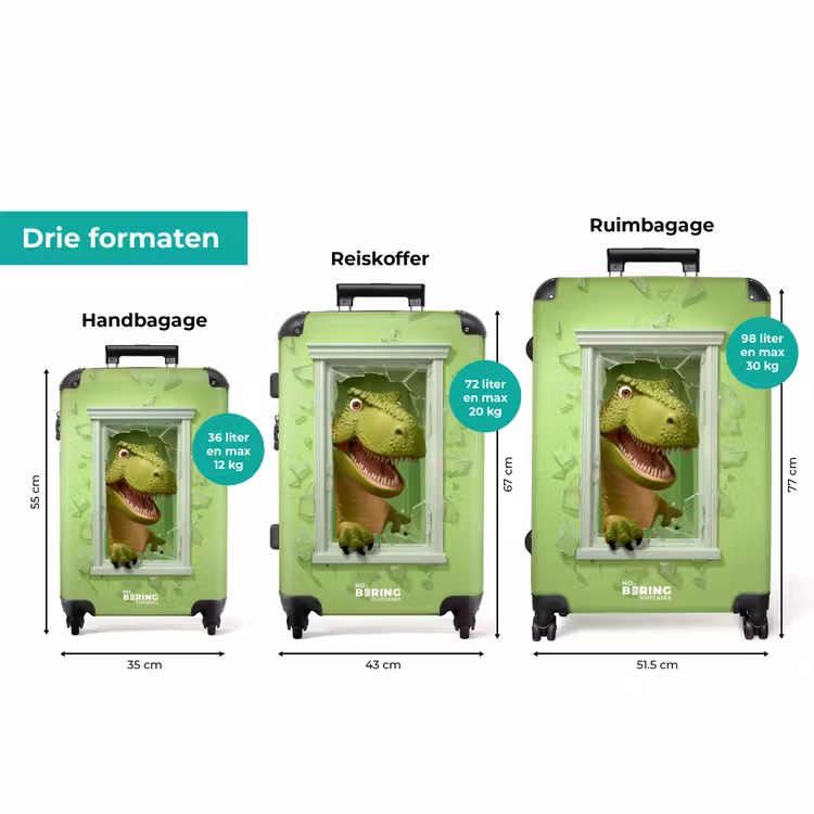 Koffer - T-rex breekt door groen raam met glas — 3