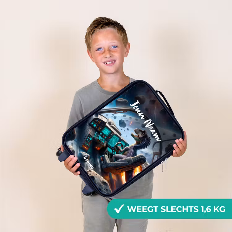 Kinderkoffer met naam - Zwart - Astrodino — 2