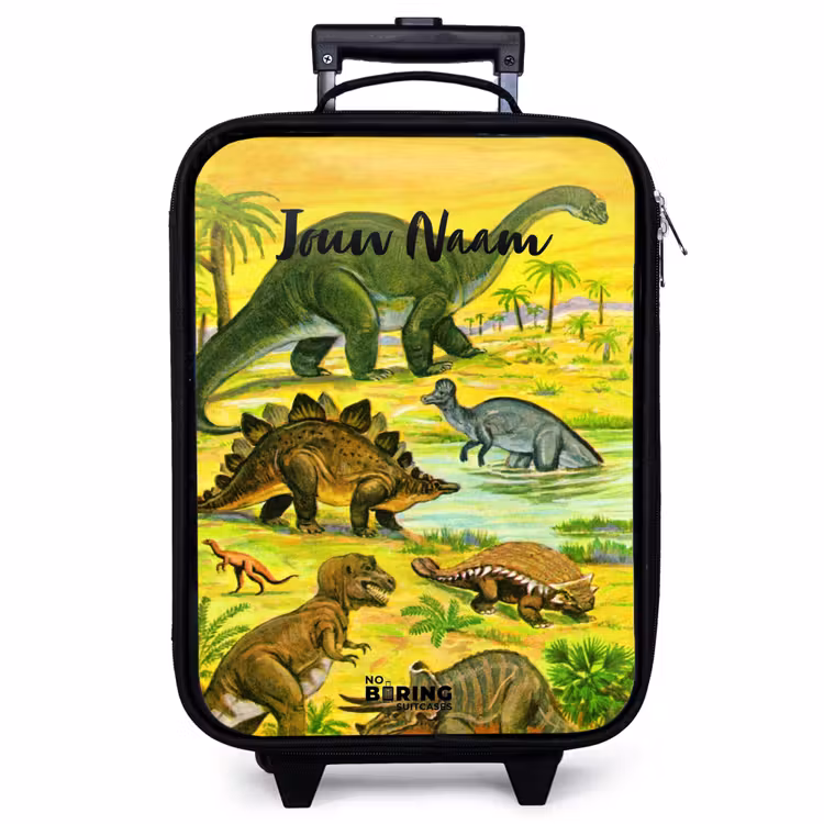 Kinderkoffer met naam - Zwart - Dinosaurus in Dinosaurusland — 1