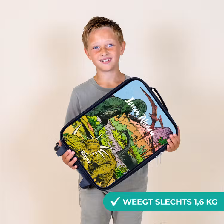 Kinderkoffer met naam - Zwart - Feest in Dinosaurusland — 2