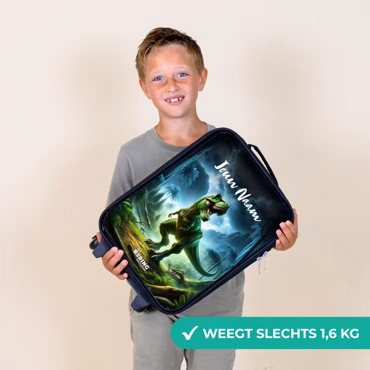Kinderkoffer met naam - Zwart - Junglosaurus — 2