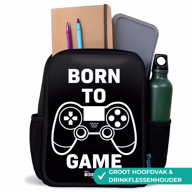 Kinderrugzak - Zwart - Qoute met controller in zwart wit — 4
