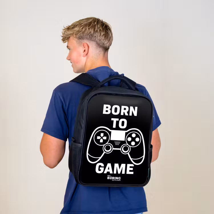 Kinderrugzak - Zwart - Qoute met controller in zwart wit — 6
