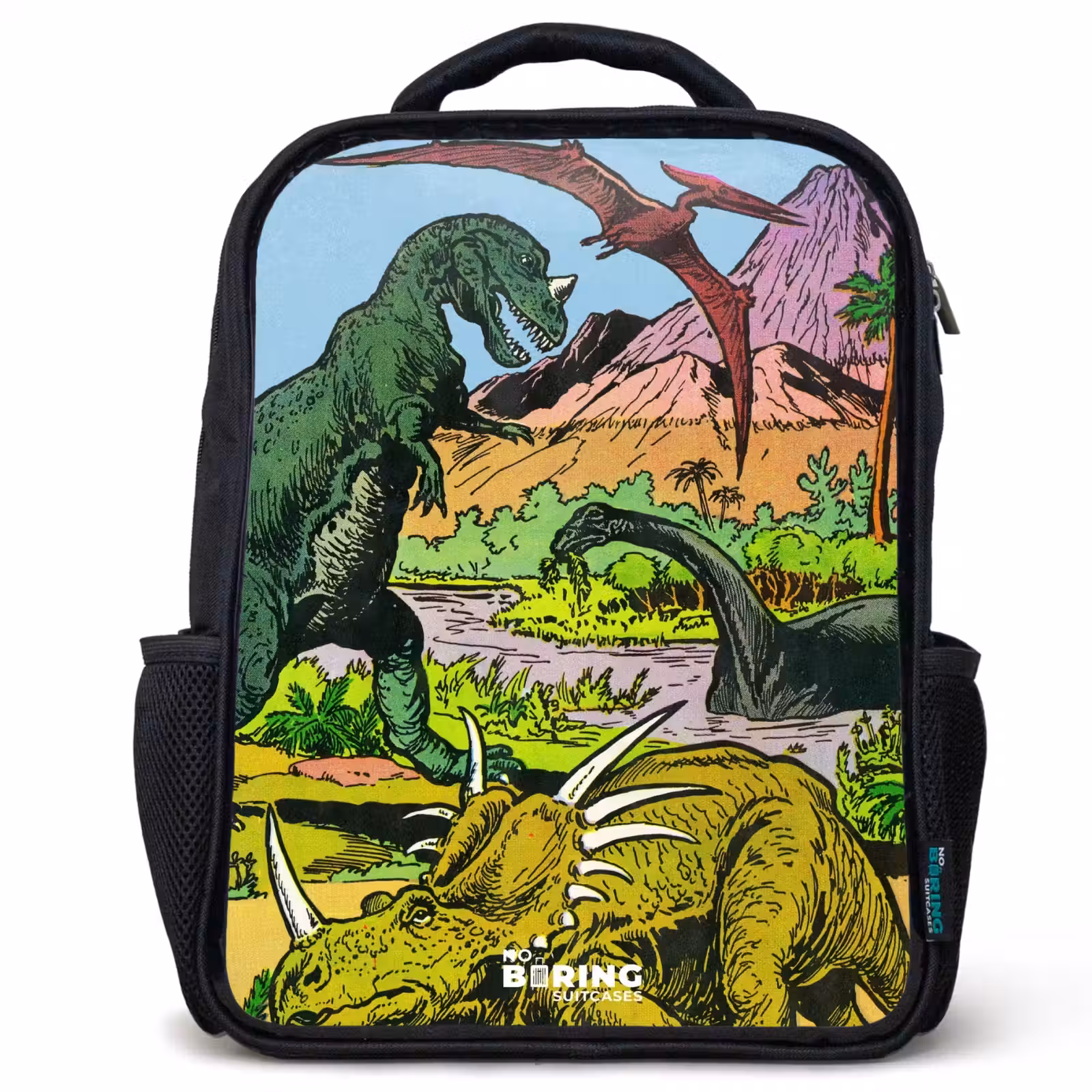 Kinderrugzak - Zwart - Dino's bij een vulkaan — 1