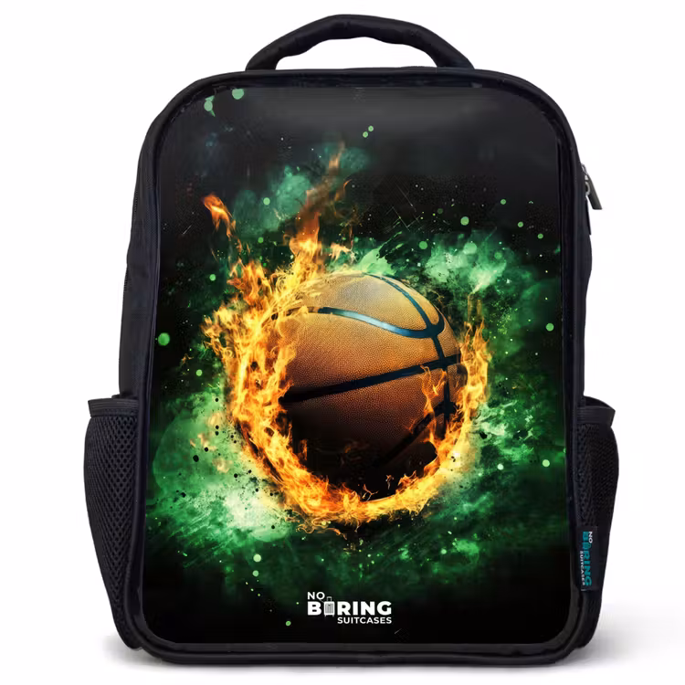 Kinderrugzak - Zwart - Basketbal in vlammen en explosieve energie — 1