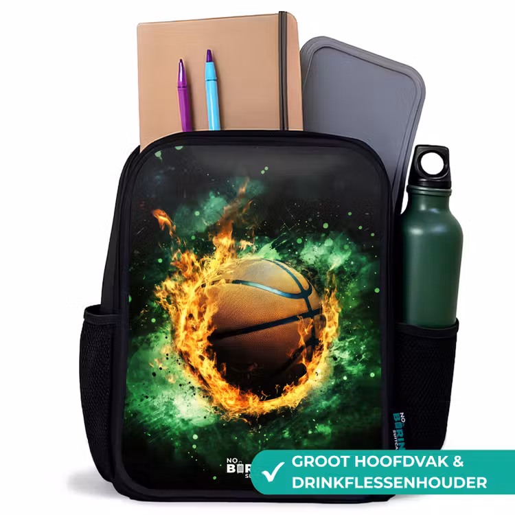 Kinderrugzak - Zwart - Basketbal in vlammen en explosieve energie — 4