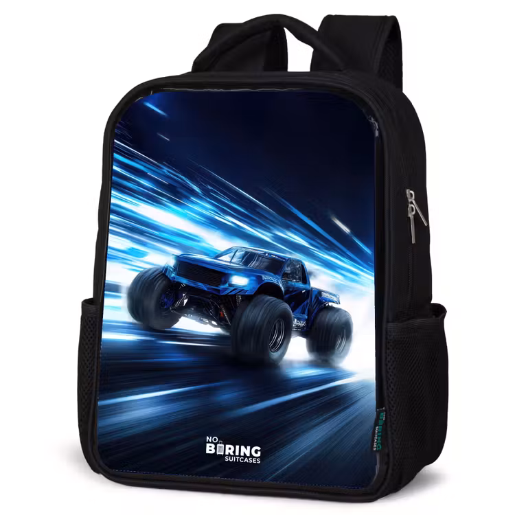 Kinderrugzak - Zwart - Monstertruck raast door lichtsnelheid — 7