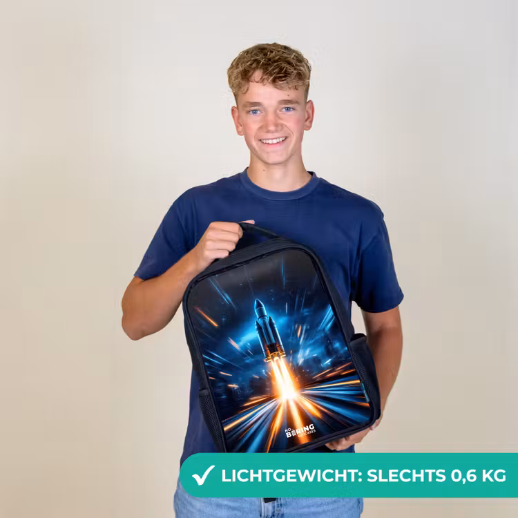 Kinderrugzak - Zwart - Ruimteraket stijgt op in nachtelijk lichtspektakel — 3
