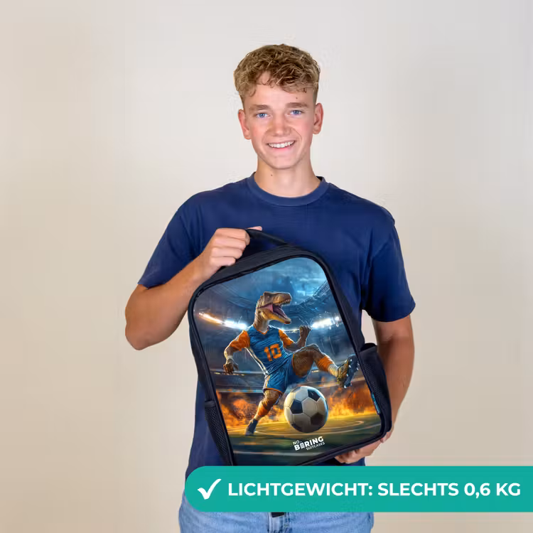 Kinderrugzak - Zwart - T-Rex als voetballer in vol stadion — 3