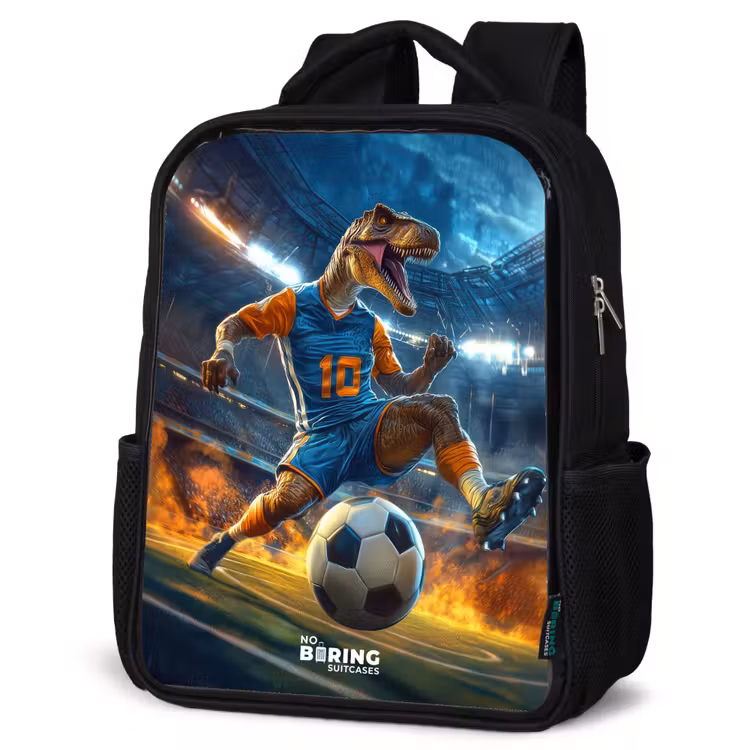 Kinderrugzak - Zwart - T-Rex als voetballer in vol stadion — 7