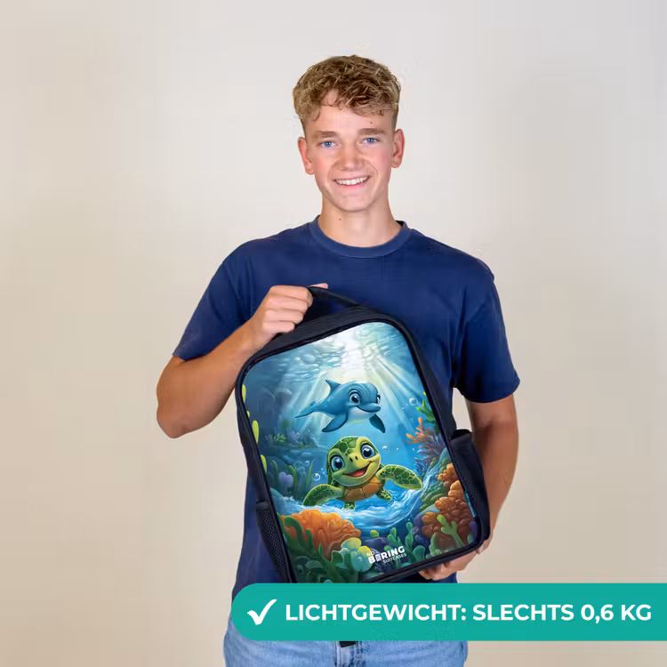 Kinderrugzak - Zwart - Schildpad en dolfijn in blauwe oceaan — 3