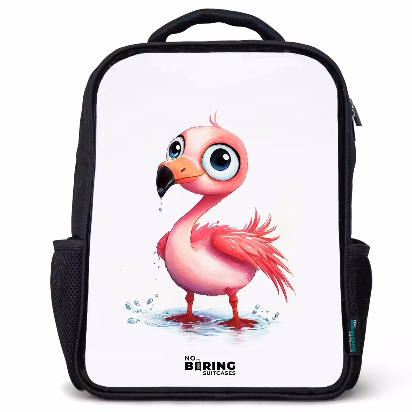 Kinderrugzak - Zwart - Roze flamingo in het water — 1
