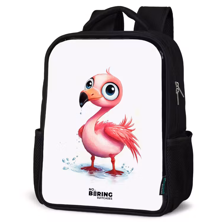 Kinderrugzak - Zwart - Roze flamingo in het water — 7