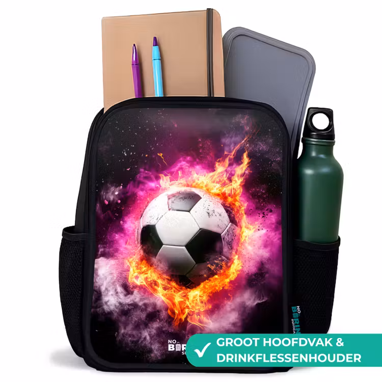 Kinderrugzak - Zwart - Voetbal in roze vuur explosie — 4