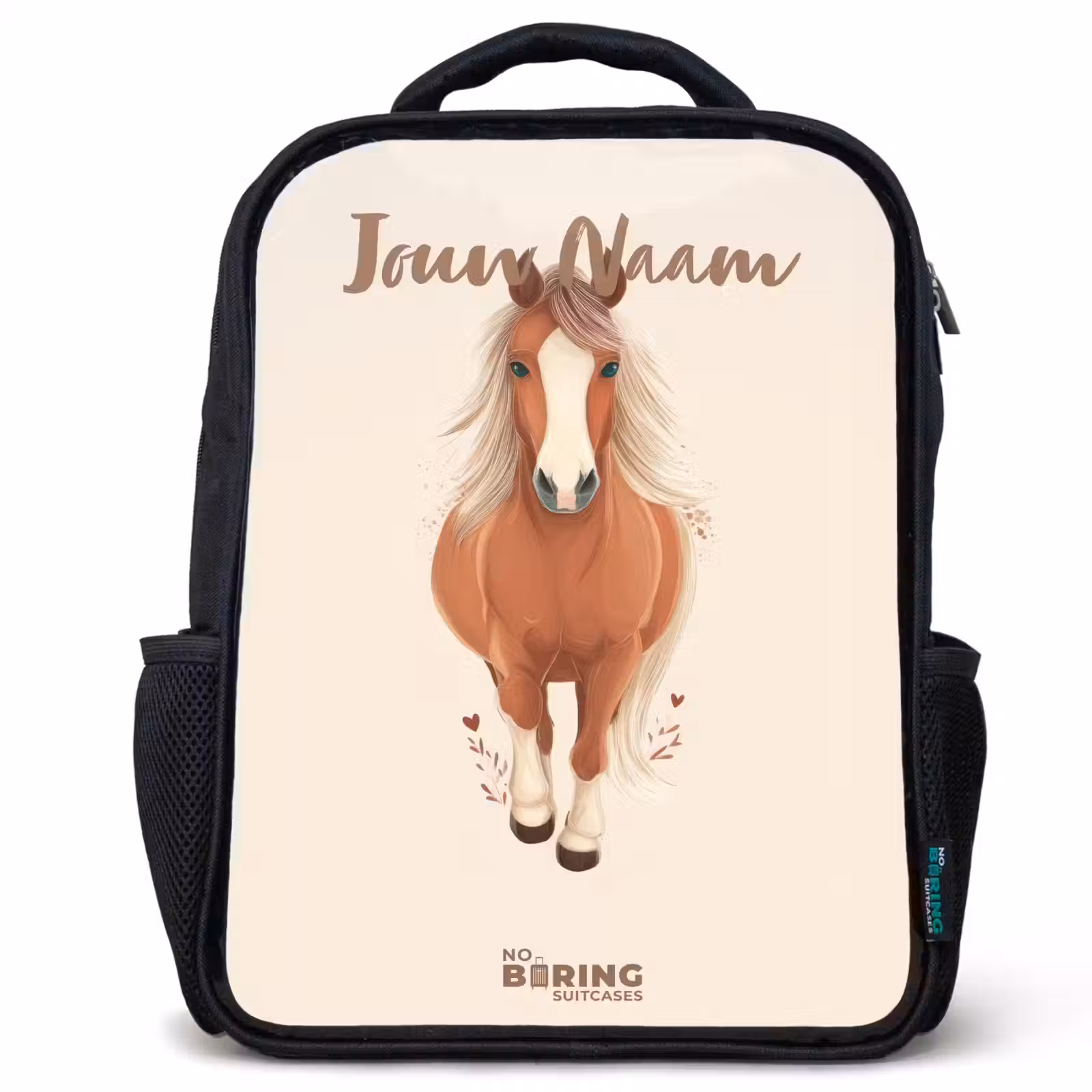 Kinderrugzak - Zwart - Bruin paard in gallop — 1