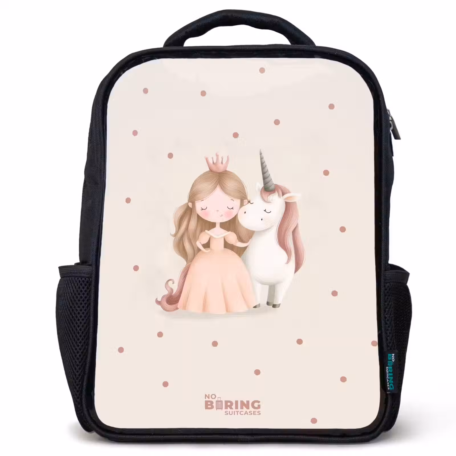 Kinderrugzak - Zwart - Prinses en een eenhoorn in pastel kleuren — 1