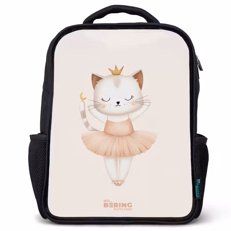 Kinderrugzak - Zwart - Ballerina kitten in beige kleuren — 1