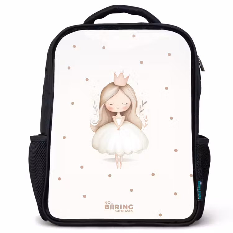 Kinderrugzak - Zwart - Ballerina prinses tussen beige stippen — 1